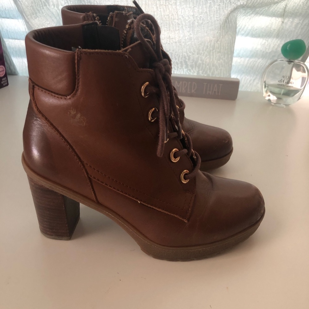 Brown heeled boots